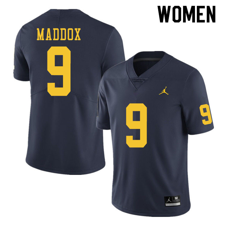 Women #9 Andy Maddox Michigan Wolverines College Football Jerseys Sale-Navy